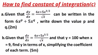 How to find constant of integration(c) from indefinite integrals - Explained with examples
