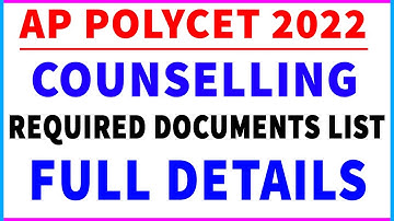 Ap Polycet 2022 Counselling Required Documents List In Telugu Full Details #appolycet2022