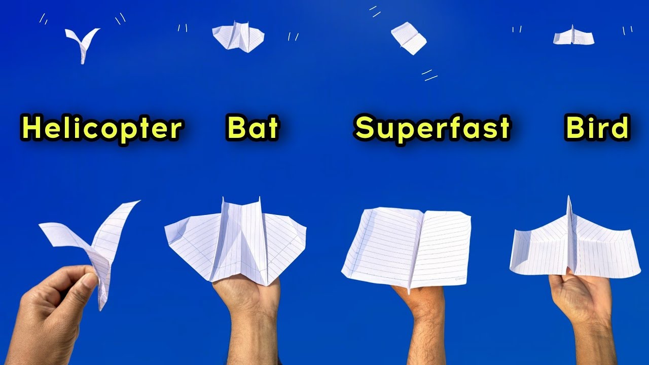 top 4 flying notebook helicopter, best 4 paper flying plane, bat plane ...