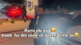 My 2nd vlog || dekho Snow ch gaddi fsa diti heavy driver neG #vlog #snow #punjabivlogger #fun