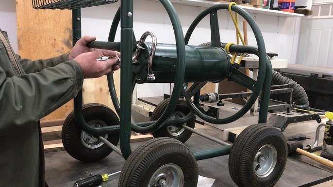 Garden Hose Reel Cart with Steel Basket