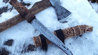 Деревянная ручка для ножа своими руками.оформление,резьба по дереву.sax, scramasax