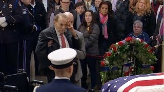 Full Bob Dole, 95, Is Helped out of Wheelchair to Salute Casket of George HW Bush News