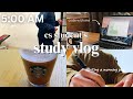 5AM study vlog | productive 12h work day | DAY IN MY LIFE | Job Interviews and Coding Test