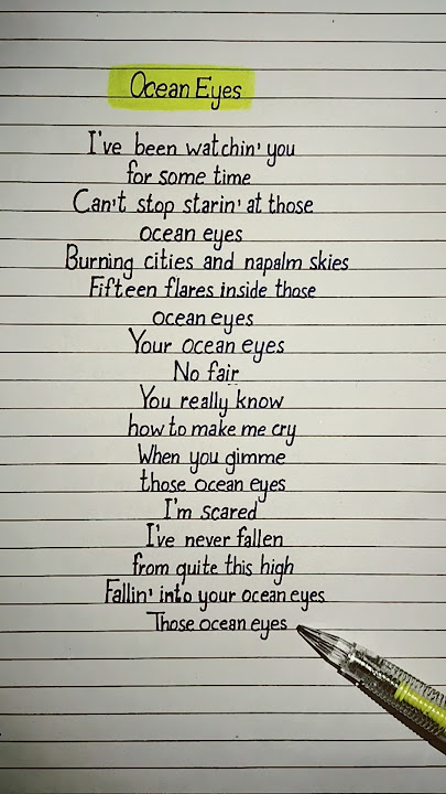 Ocean Eyes Lyrics Song by Billie Eilish #oceaneyes #lyrics #billieeilish
