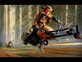 Star wars return of the jedi  speeder bike chase with music and additional sounds
