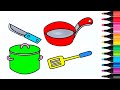 Bolalar uchun oshxona anjomlari rasm chizish Рисование для детей  Draw a for kids