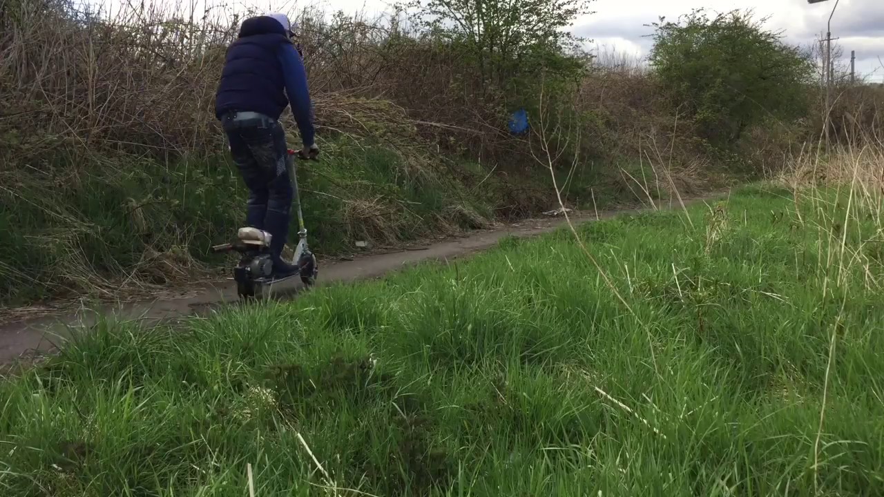 HOMEMADE PETROL GAS SCOOTER CONVERSION TEST RIDE - YouTube