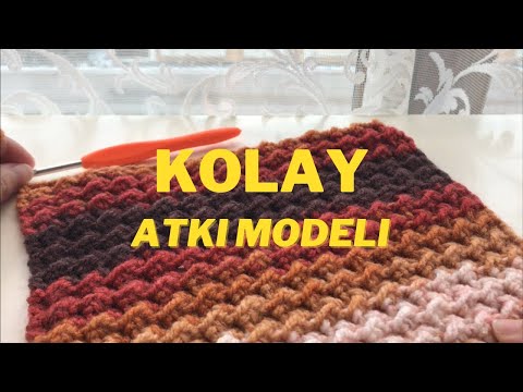 Kolay Atkı Modeli - Tığ İşi Atkı Yapımı - Moss Stitch