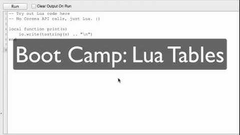 Lua Tables (for Corona SDK) (Part 4 of 5)
