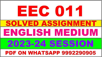 eec 011 solved assignment 2023-24 | eec 11 solved assignment in english 2024 | eec 11 2024