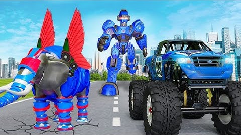 Flying Elephant Robot Transform Monster Truck Game - Android Gameplay