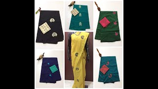 Dhivyam Collections Cotton Mixed Sarees With Applique Work On It