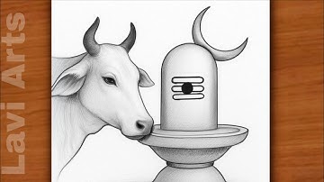 How to Draw Mahadev Shivling Pencil drawing with Cow Nandi | Easy drawing | Mahadev drawing | Chitra