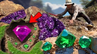 Finding Natural Ruby, Sapphire And Garnet Gemstones 300 Carat By Mining Hand