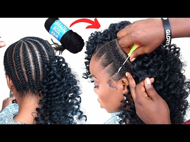 😱 Easiest Curly Crochet Braid Hairstyle Using Brazilian Wool Hair 