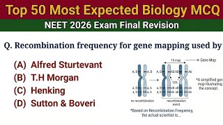 Top 50 Most Expected Biology MCQs for NEET 2026 | Important Questions | Full Revision  