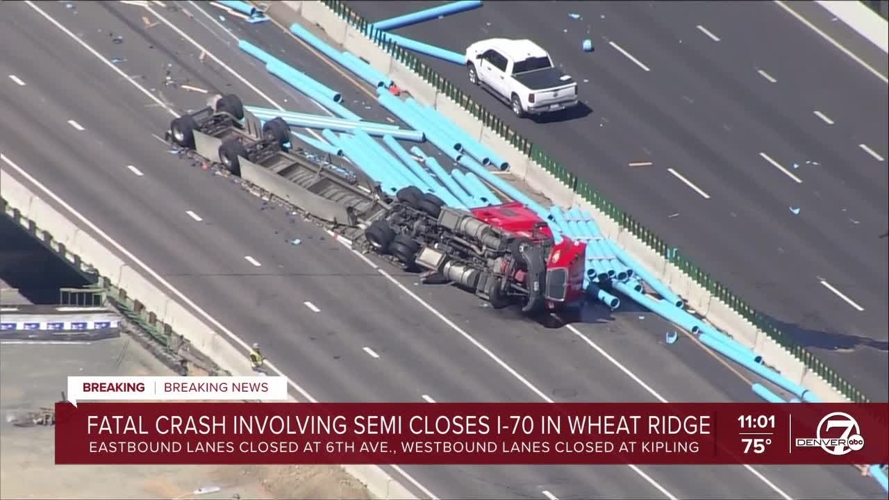 3 killed, 3 injured after semi rollover on I-70 in Wheat Ridge - YouTube