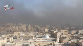 #حلب_نيوز| احتراق الدواليب وكثافة الدخان تعيق حركة الطيران في أجواء حلب 31_7_2016