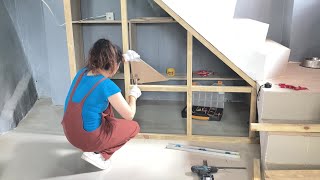 DIY Under Stair Storage | Building Shelves under the Staircase with Storage