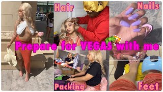 PREPARE FOR VACATION WITH ME! |Hair,Packing,Nails,Feet,Eyebrows + mini haul