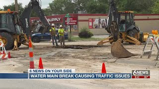 Water main break causing traffic issues in Omaha