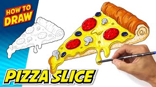 How to Draw a SLICE OF PIZZA | Easy Steps Beginner