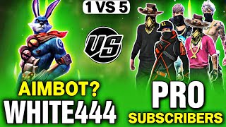 1 vs 6 || WHITE444 is Back || AimBot WHITE444 VS PRO SUBSCRIBERS Clash Squad Custom Match