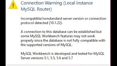 Removing connection  warnings from mysql workbench