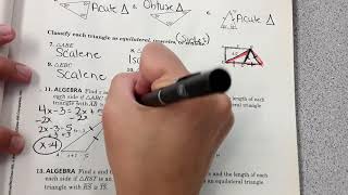 Workbook 4-1 Pg 43: Classifying Triangles (Starts at 3 minutes into video)