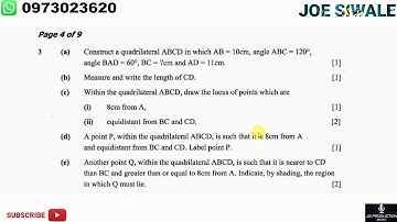 ECZ Mathematics Past Paper 2 (2017). Question 3(a)