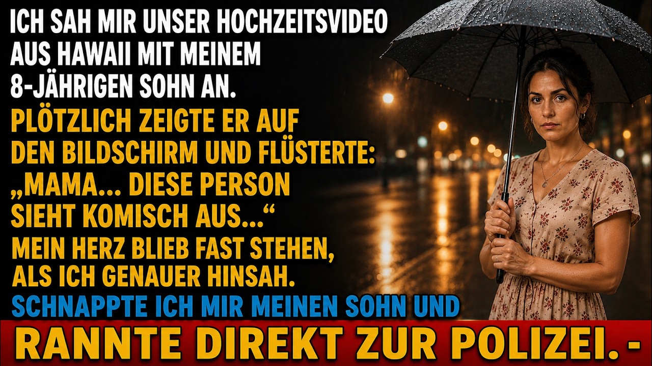 Mein Sohn zeigte auf den Bildschirm unseres Hochzeitsvideos von vor neun Jahren und flüsterte: „Mama, diese Person sieht komisch aus.“ Ich lachte noch, als ich seinem Finger folgte – und das Blut...