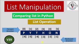 List Manipulation- Comparing list , List Operations(Video-39)| Hindi