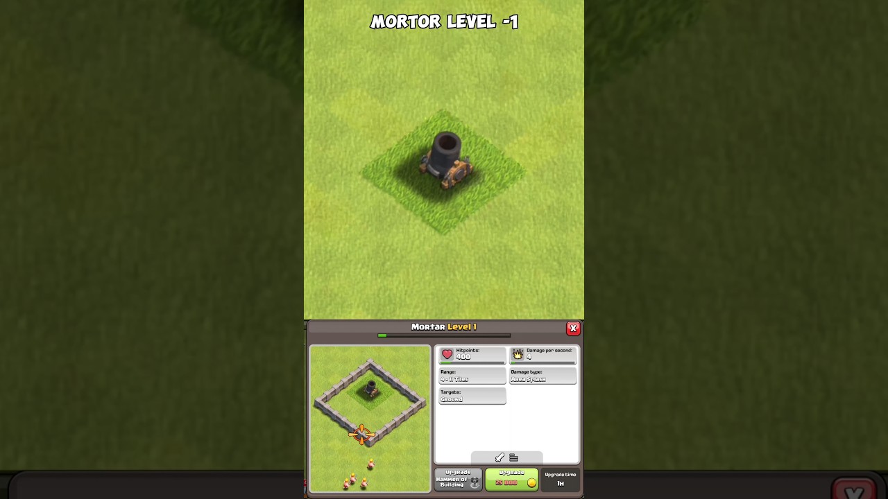 Upgrading Mortar from Level 1 to MAX in Clash of Clans 😱😱 