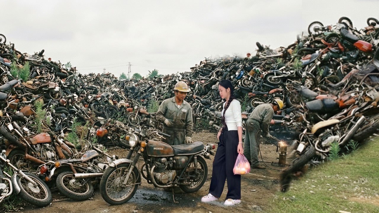 Time-lapse video Restored motorcycle bought from scrap yard.