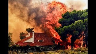 لقطات مرعبة من حرائق اليونان 