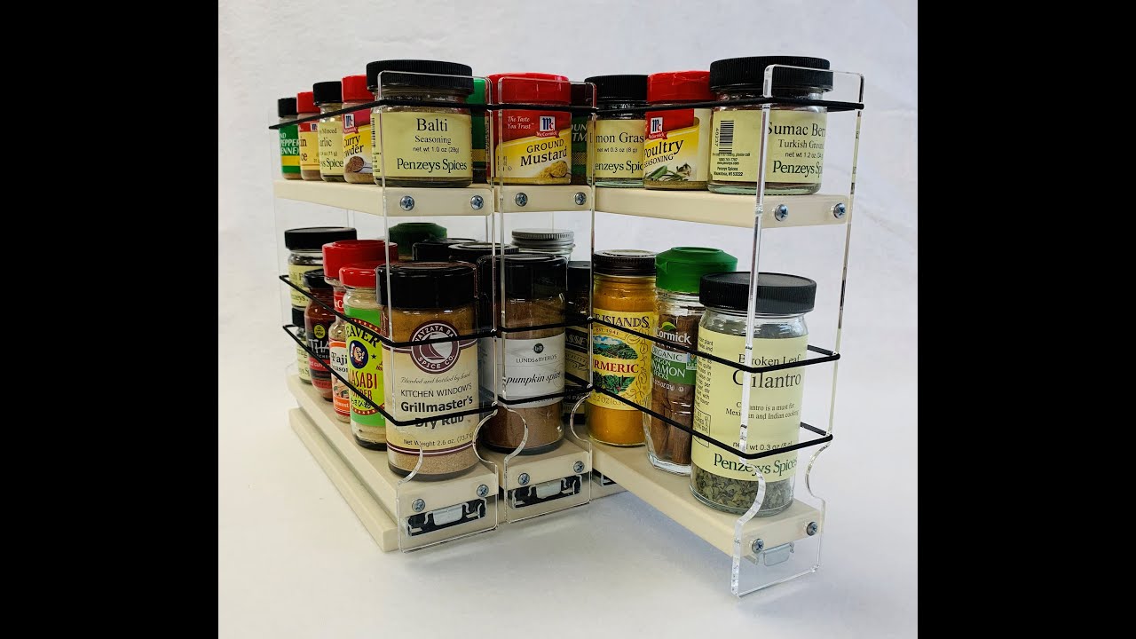 Vertical Spice - 222X1.5X11 DC - Spice Rack - 3 Drawers - 15 Regular/15 Half-Size Capacity - Cabinet Mounted