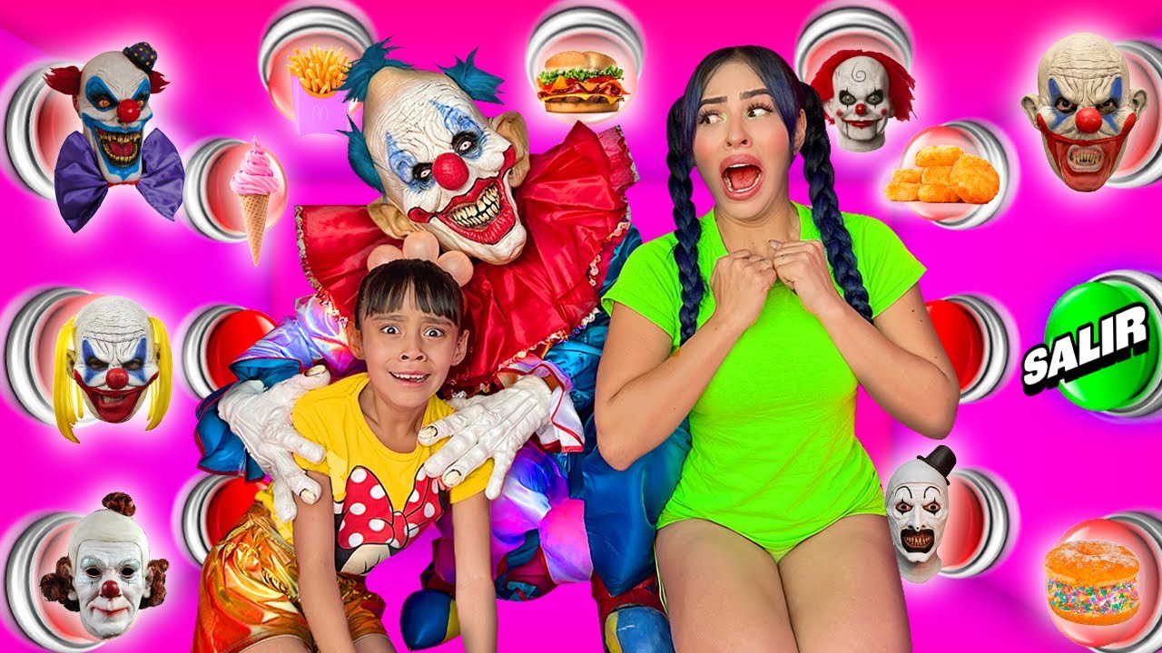 100 BOTONES MISTERIOSOS DE PAYASOS DIABÓLICOS SOLO 1 PARA ESCAPAR 😰