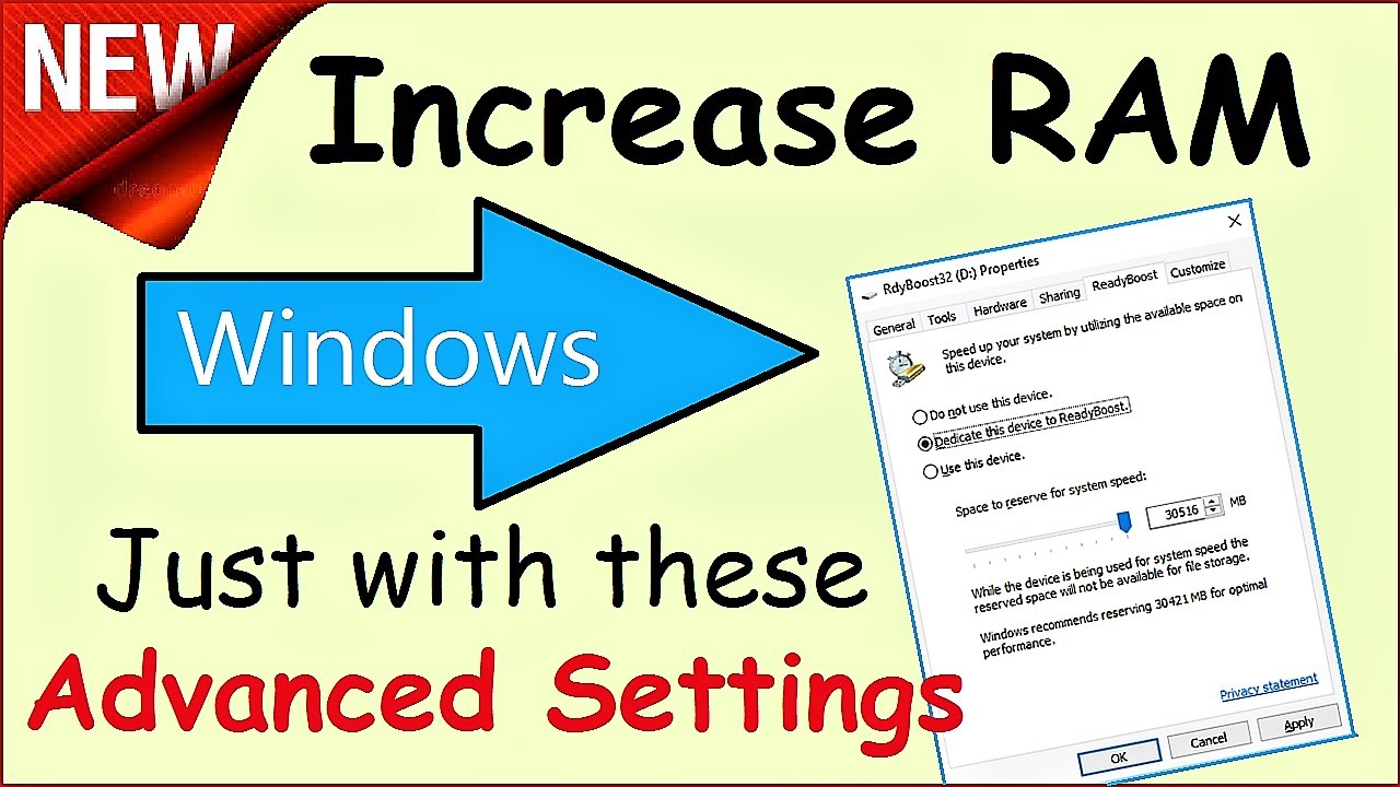 Increase RAM Windows 10 \ 8 \ 7 just with these Advanced Settings | How to  get more RAM - YouTube