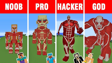 Minecraft: NOOB vs PRO vs HACKER vs GOD: COLOSSAL TITAN Statue Build Challenge in Minecraft