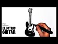 HOW TO DRAW AN ELECTRIC GUITAR EASY STEP BY STEP