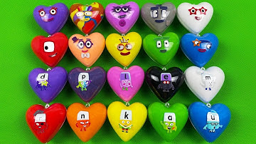 Numberblocks & Alphablocks - Looking CLAY With Heart Shape Coloring! Satisfying Video Clay, ASMR