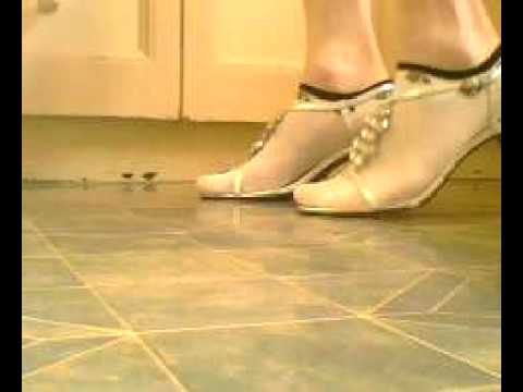 White low cut ankle socks and silver heels