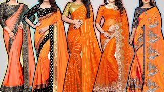 Latest Orange Saree Collection Orange Sarees Silk Georgettenet Sarees Latest Saree Collection