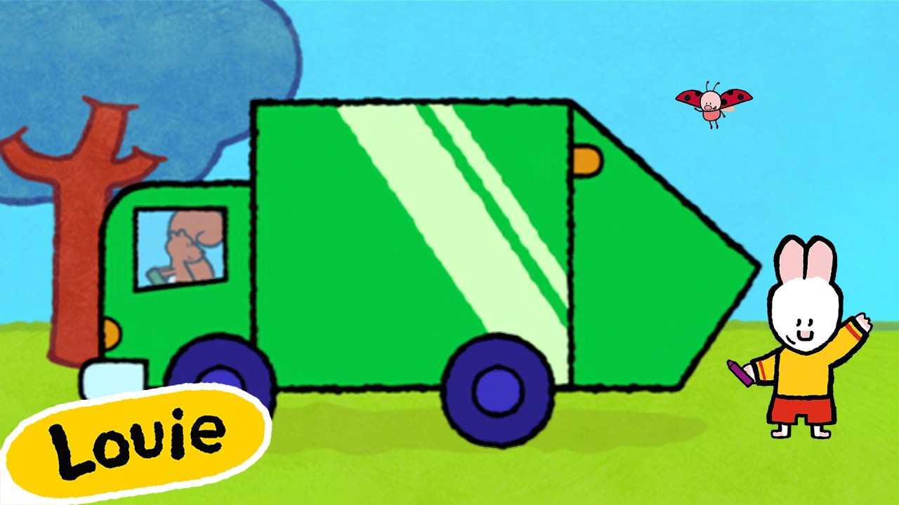 Louie, Draw Me A Dustbin Lorry 🎨 ✐ Drawing Videos For Kids ✐ | Cartoons for Kids