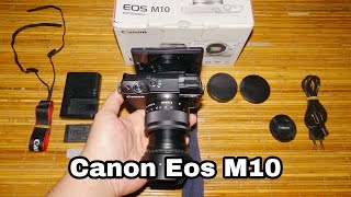 canon eos m10 mirrorless wifi touchscreen lensa 15 45mm built in flash Lcd flip 180 like new gan siap vlog