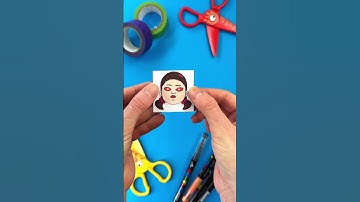 Making Paper Craft Trick with Doll from Squid Game 👿#squidgame #squidgame2 #papercraft #trick #wow