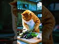 Funny Cat Chef Making Veggie Fry 👨‍🍳🐱#comedy #catvideos #entertainment #