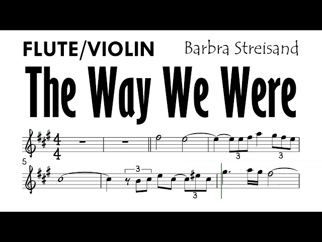 The Way We Were Flute Violin Sheet Music Backing Track Partitura Barbra Streisand class=