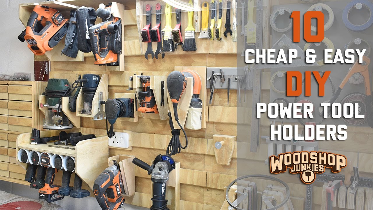 Large Power Tool Organizer Storage 5 Drill Holder, Garage Tool